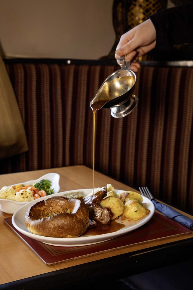 Sunday roast with Yorkshire pudding and gravy